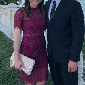 Lulus Elegant Burgundy Lace Dress